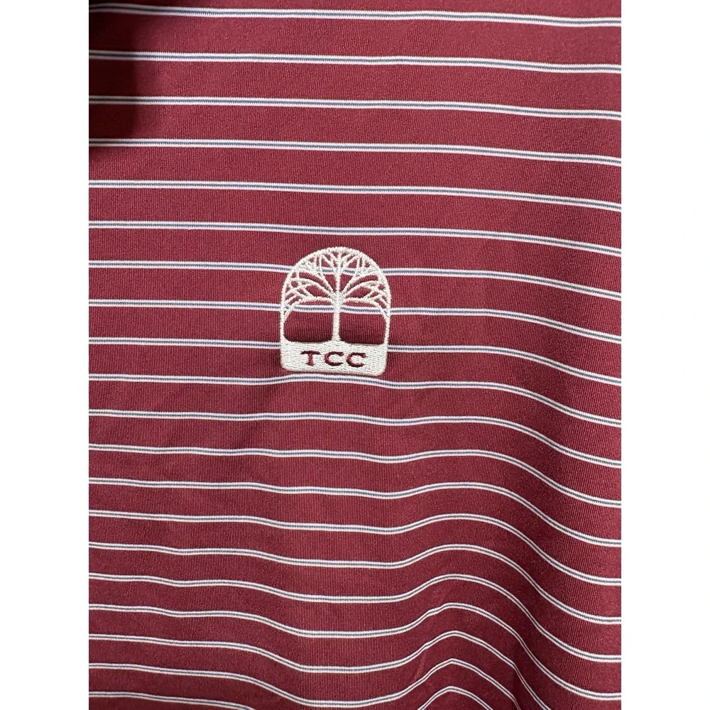 Peter Millar Summer Comfort Golf Polo Shirt XL Red Striped TCC logo - Picture 6 of 7